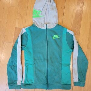 Nike Kids Teal and Light Gray Hoodie